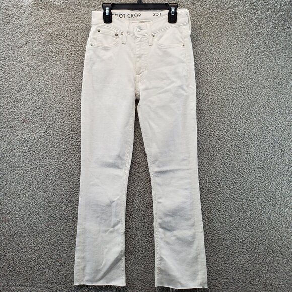 J Crew 9" Demi-Boot Crop Jean in white wash Womens Size 25T Raw Hem - Picture 2 of 12